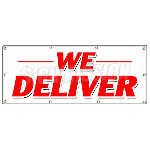 WE DELIVER BANNER SIGN pizza chinese sandwiches hoagie hero food free
